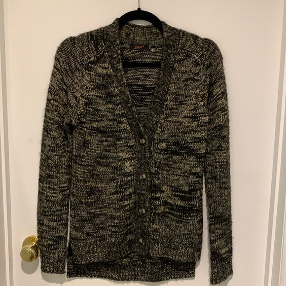 Dex Sweaters - Dex 100% acrylic black/beige hi/lo cardigan. Sz small. VGUC.